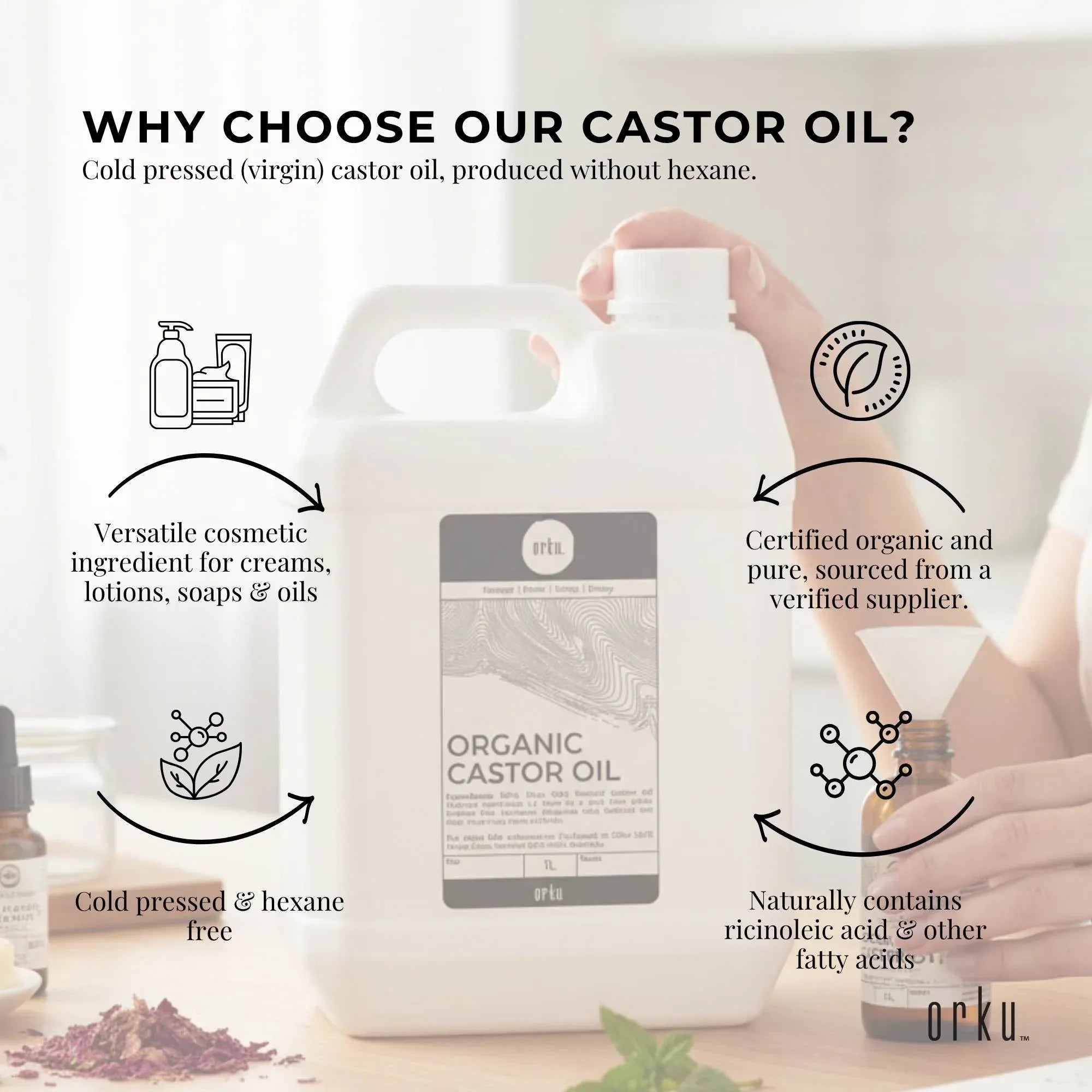 Orku 5L Organic Castor Oil - Hexane Free Cold Pressed V238-SUPDZ-40037334876240