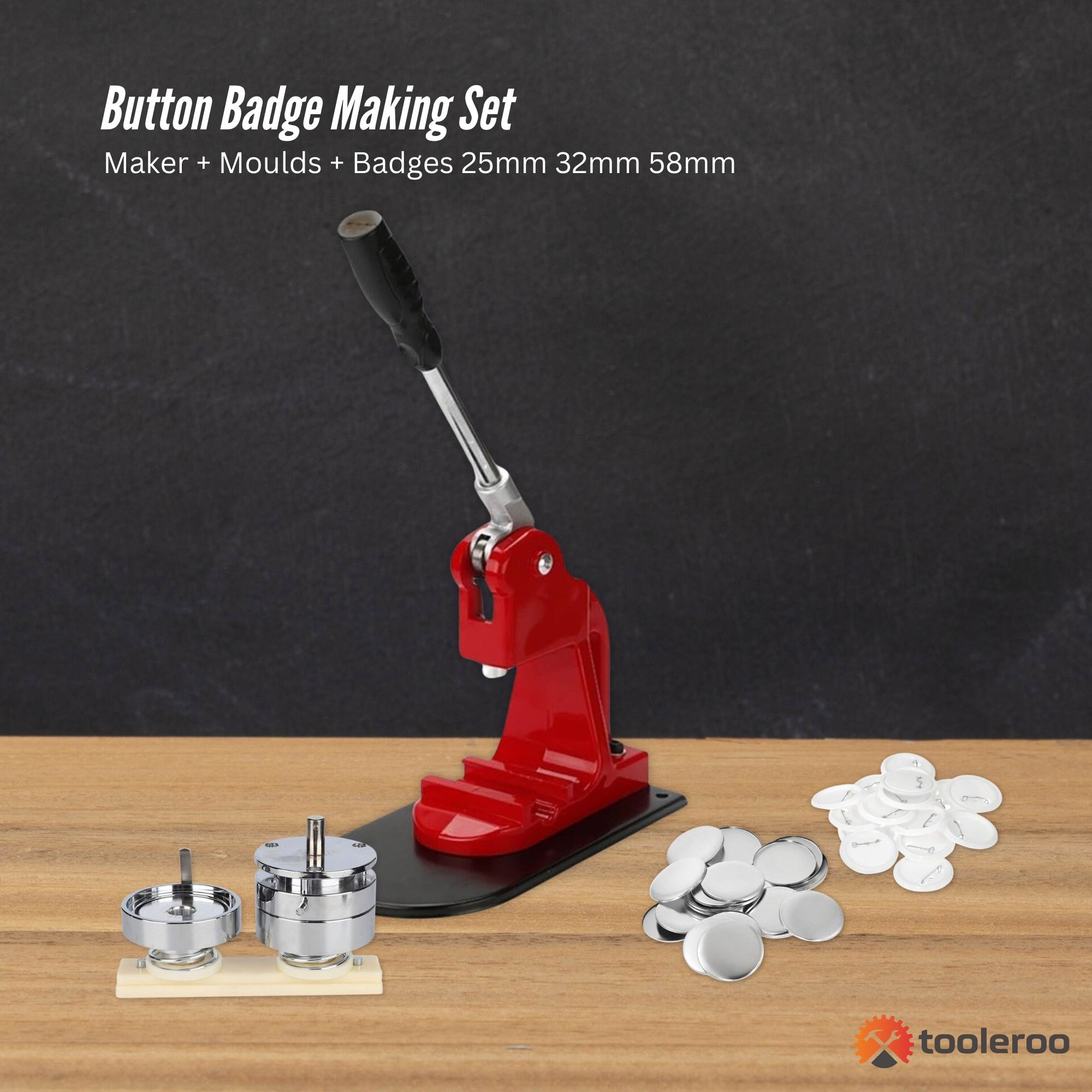 Button Badge Making Set - Maker + Moulds + Badges 25mm 32mm 58mm V238-SUPDZ-40038621904976
