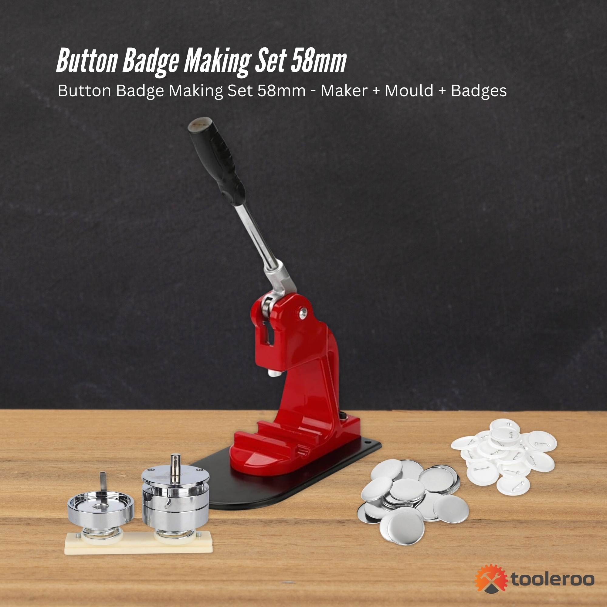 Button Badge Making Set 58mm - Maker + Mould + Badges V238-SUPDZ-40039980105808