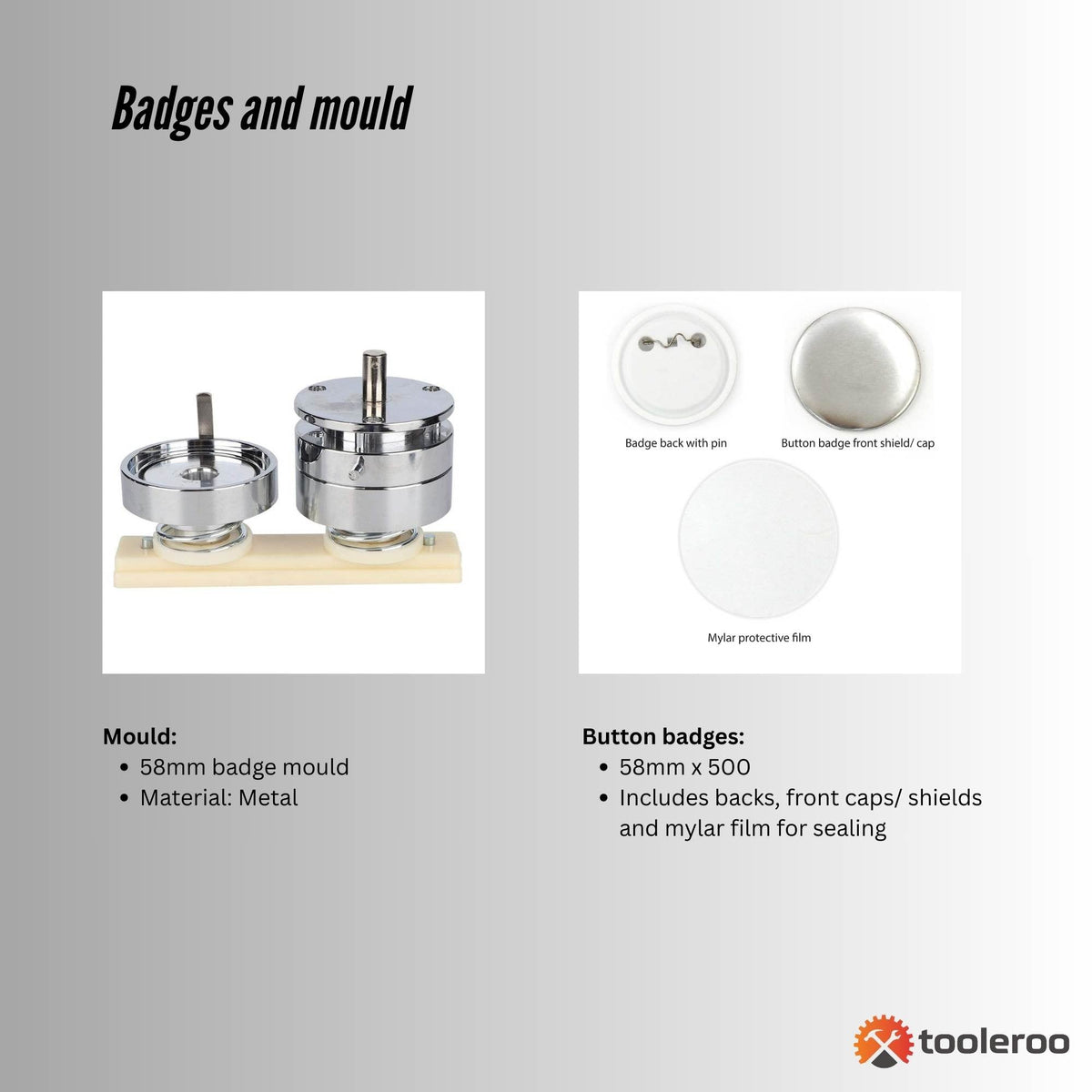 Button Badge Making Set 58mm - Maker + Mould + Badges V238-SUPDZ-40039980105808