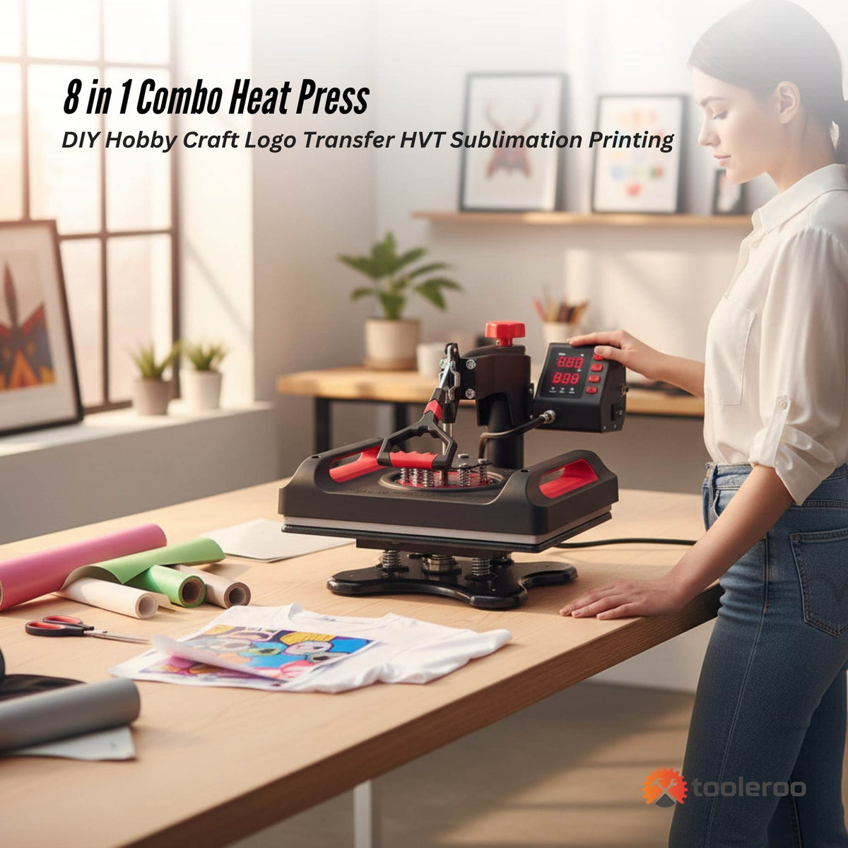 8 in 1 Combo Heat Press - DIY Hobby Craft Logo Transfer HVT Sublimation Printing V238-SUPDZ-40065037598800