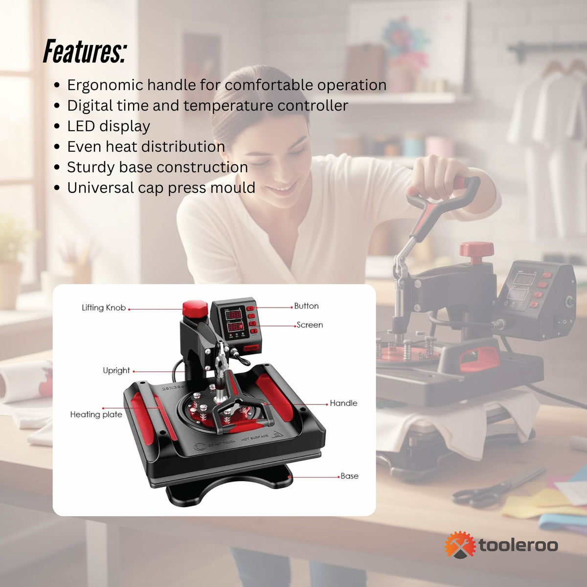 8 in 1 Combo Heat Press - DIY Hobby Craft Logo Transfer HVT Sublimation Printing V238-SUPDZ-40065037598800