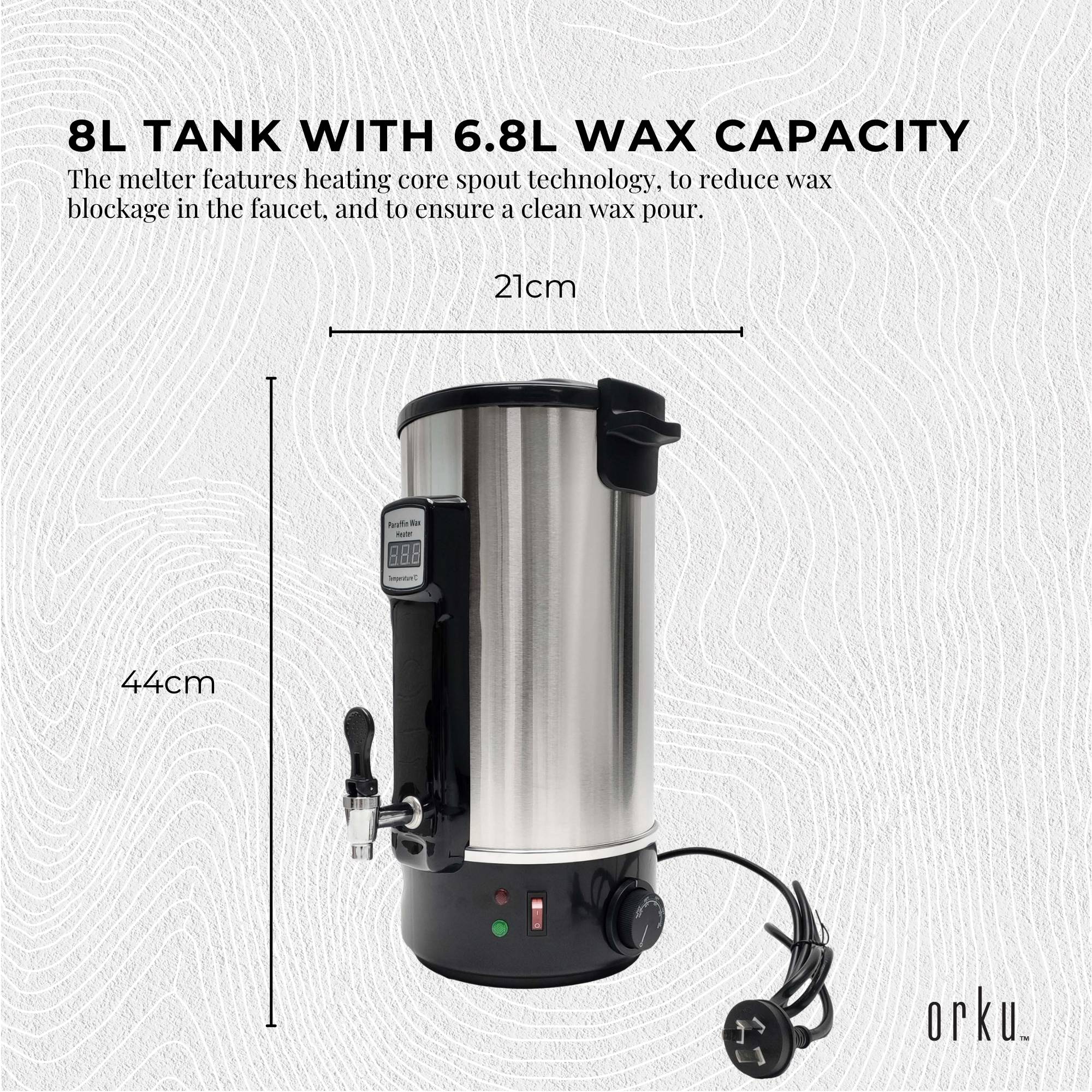 8L Orku Candle Wax Heater With Core Heating Tap - Electric Warmer Melter Pot V238-SUPDZ-40066073296976