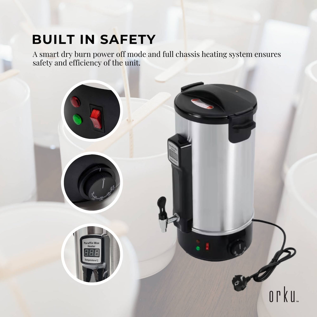 8L Orku Candle Wax Heater With Core Heating Tap - Electric Warmer Melter Pot V238-SUPDZ-40066073296976