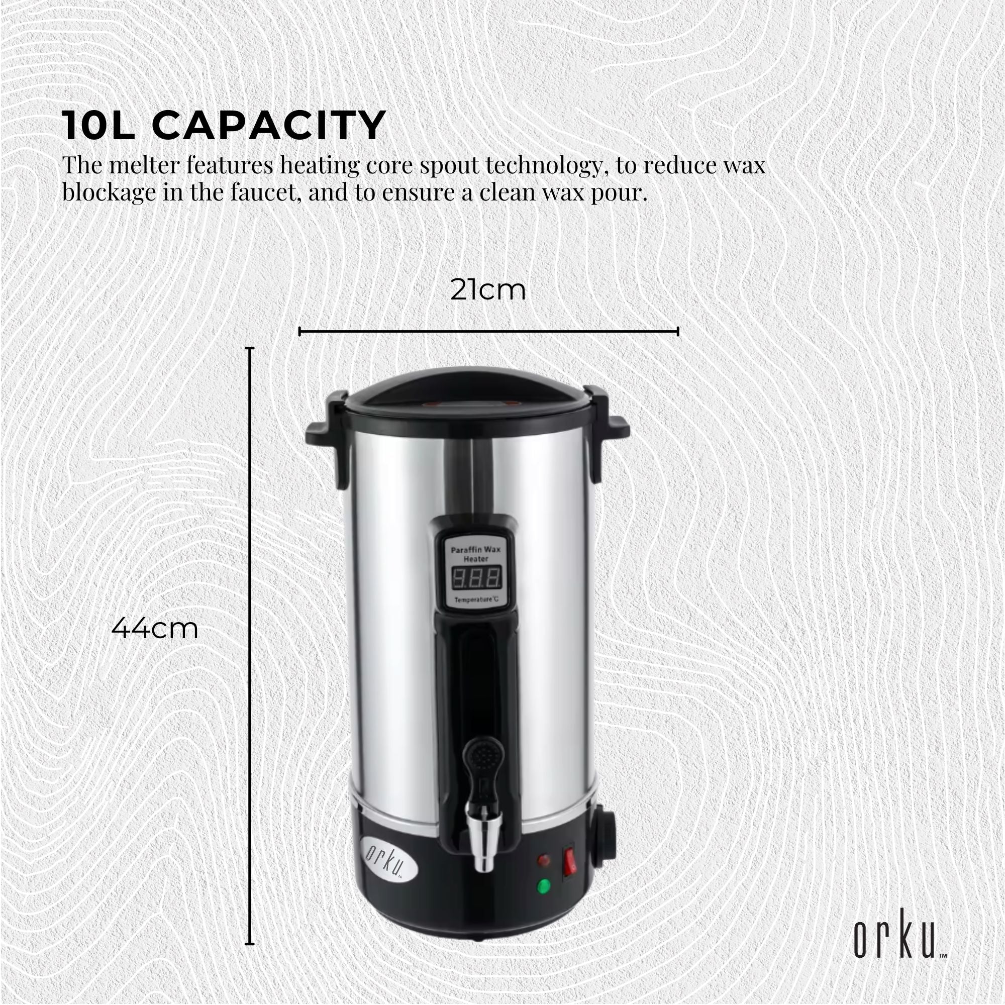 10L Orku Candle Wax Heater With Core Heating Tap - Electric Warmer Melter Pot V238-SUPDZ-40066202861648