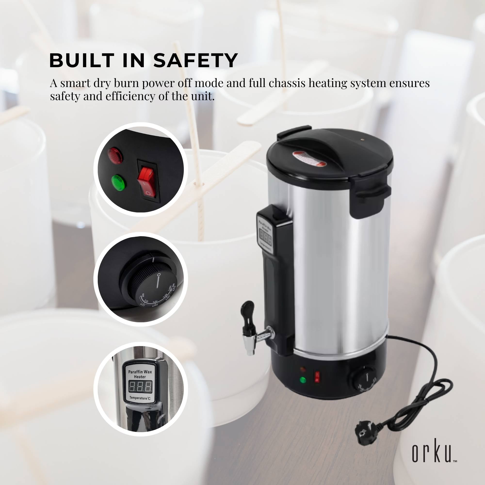 8L Orku Candle Wax Heater With Tap And Accessories - Candle Making Melter Pot V238-SUPDZ-40076489097296