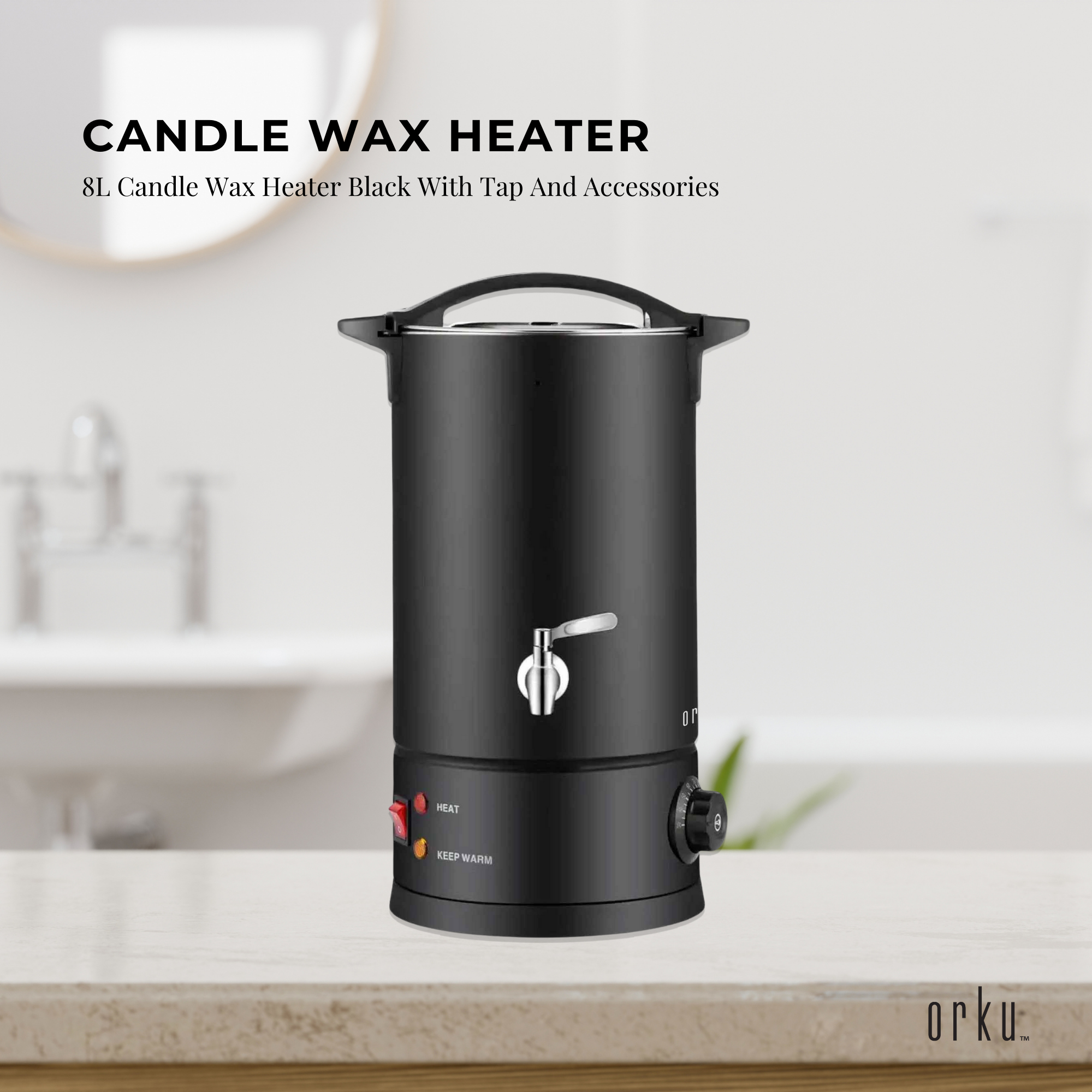 8L Candle Wax Heater Black With Tap And Accessories - Candle Wax Melter V238-SUPDZ-40076971114576