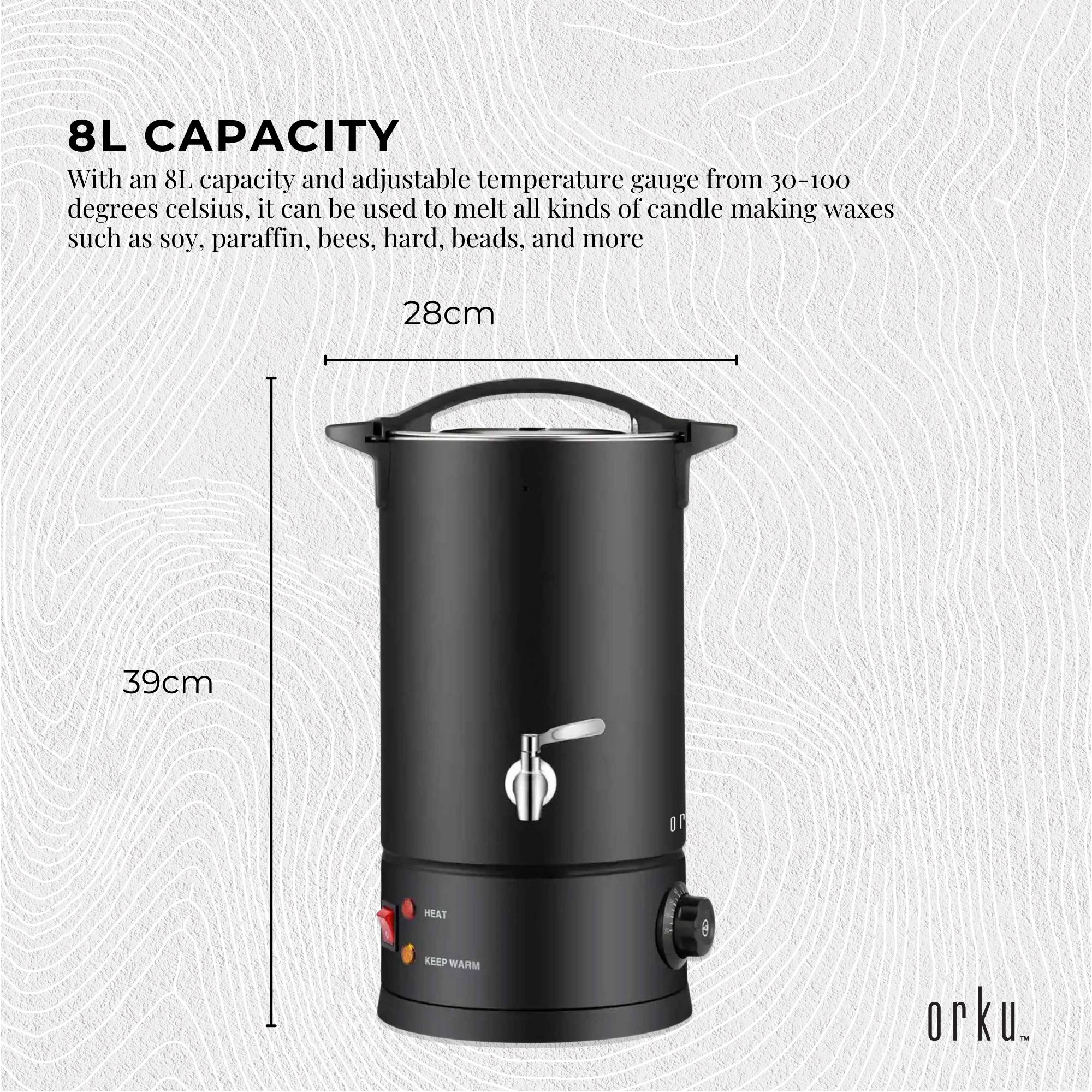 8L Candle Wax Heater Black With Tap And Accessories - Candle Wax Melter V238-SUPDZ-40076971114576