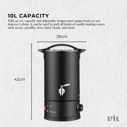 Orku 10L Candle Wax Melter with Tap and Accessories - 220-240V Electric Black V238-SUPDZ-40076971311184