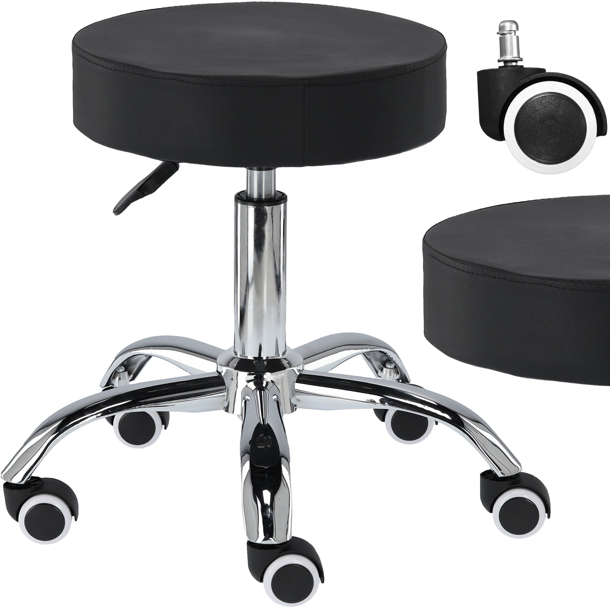 Salon Stool - Adjustable Swivel Round Chair - Pedicure Beauty Hairdressing V238-SUPDZ-40103266680912