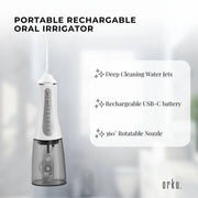 Orku Portable Oral Irrigator Flosser 350ml - Rechargeable Water Dental Teeth Cleaner V238-SUPDZ-40125763289168