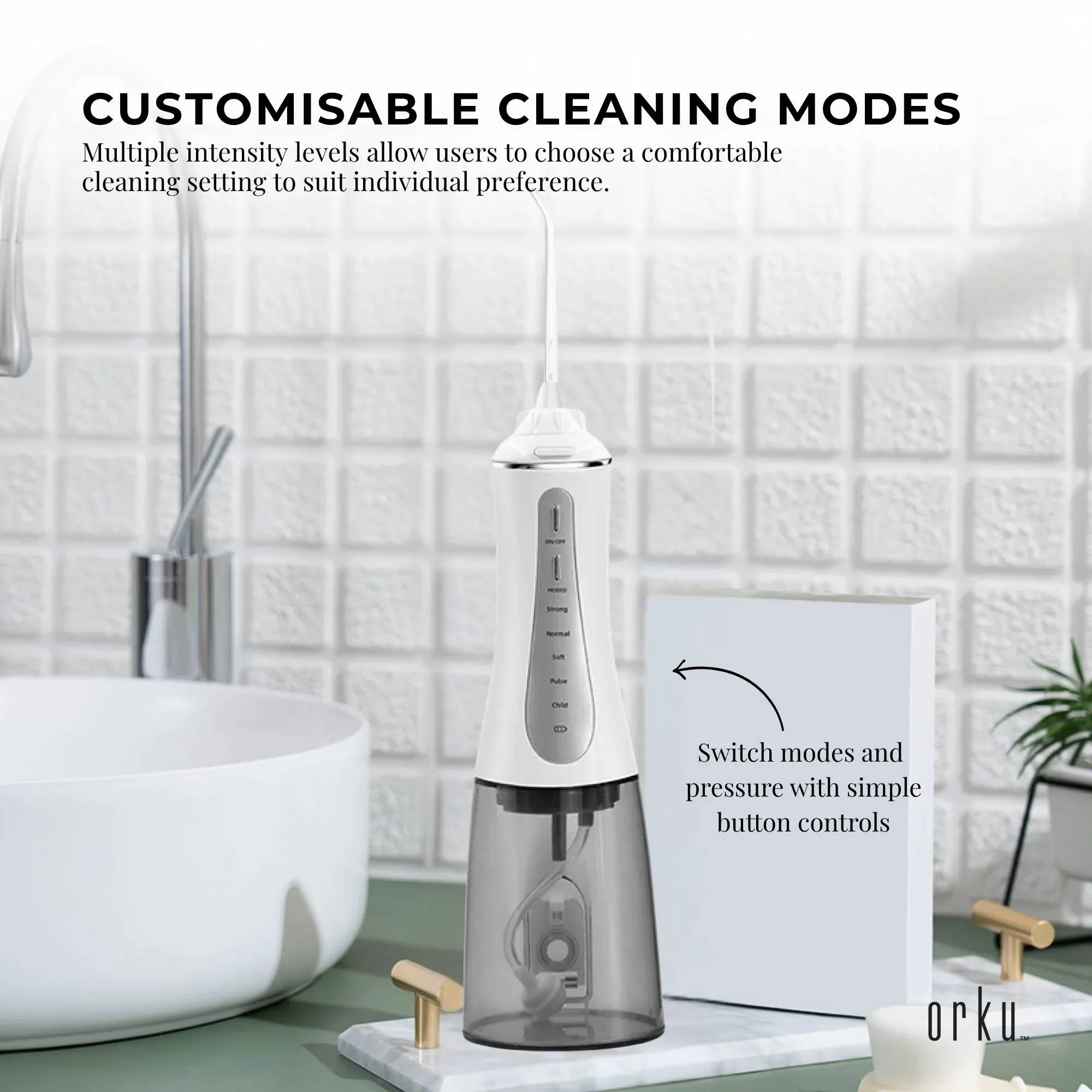Orku Portable Oral Irrigator Flosser 350ml - Rechargeable Water Dental Teeth Cleaner V238-SUPDZ-40125763289168