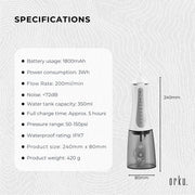 Orku Portable Oral Irrigator Flosser 350ml - Rechargeable Water Dental Teeth Cleaner V238-SUPDZ-40125763289168