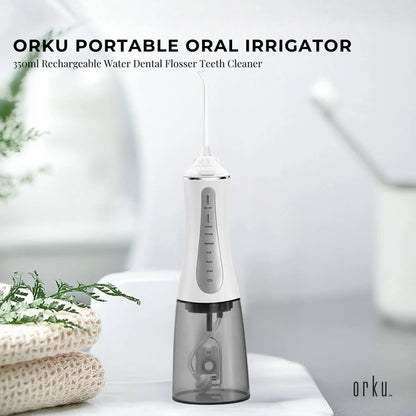 Orku Portable Oral Irrigator Flosser 350ml - Rechargeable Water Dental Teeth Cleaner V238-SUPDZ-40125763289168