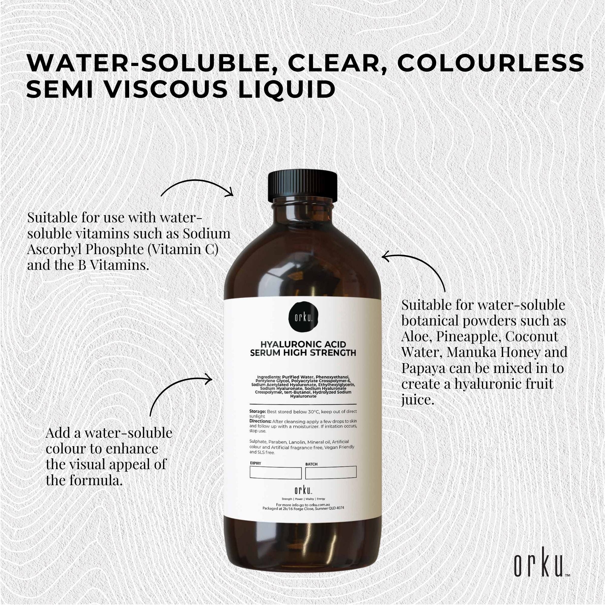 500ml Hyaluronic Acid Serum - High Strength Bulk Cosmetic Face Skin Care V238-SUPDZ-40128263258192