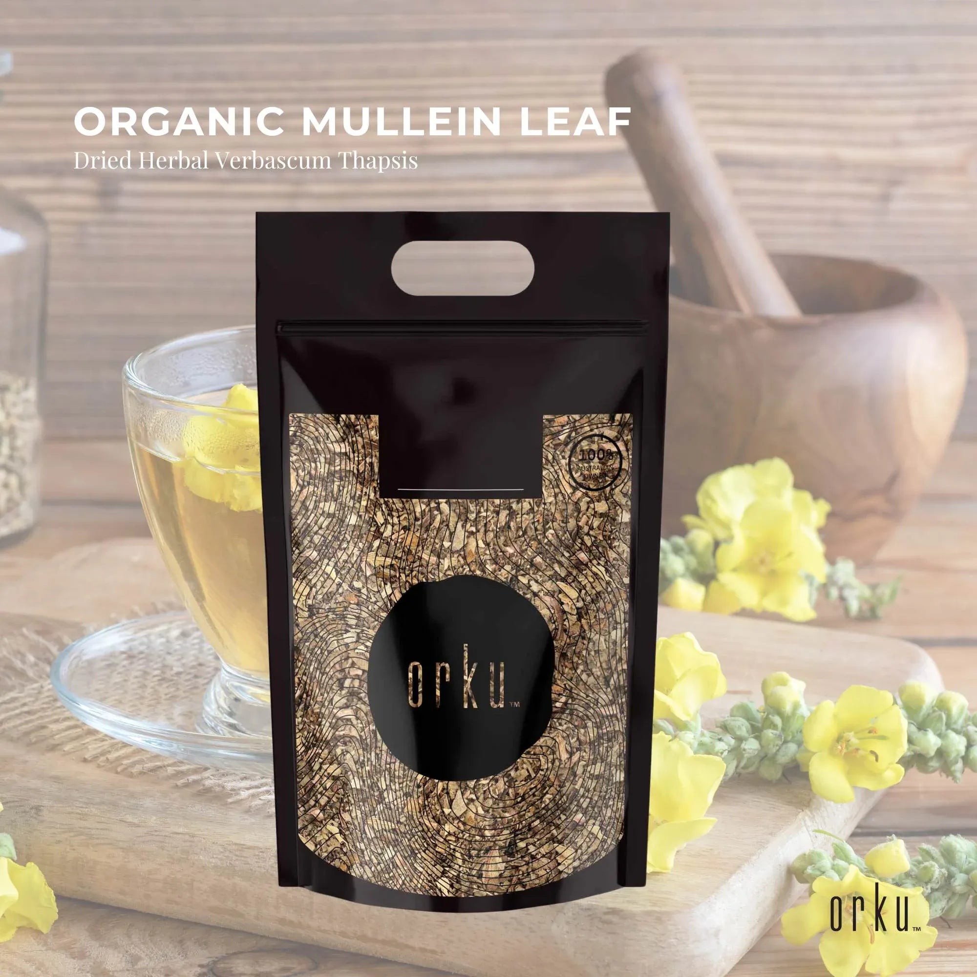 Orku 1Kg Organic Mullein Leaf - Dried Herbal Verbascum Thapsis V238-SUPDZ-40142213087312