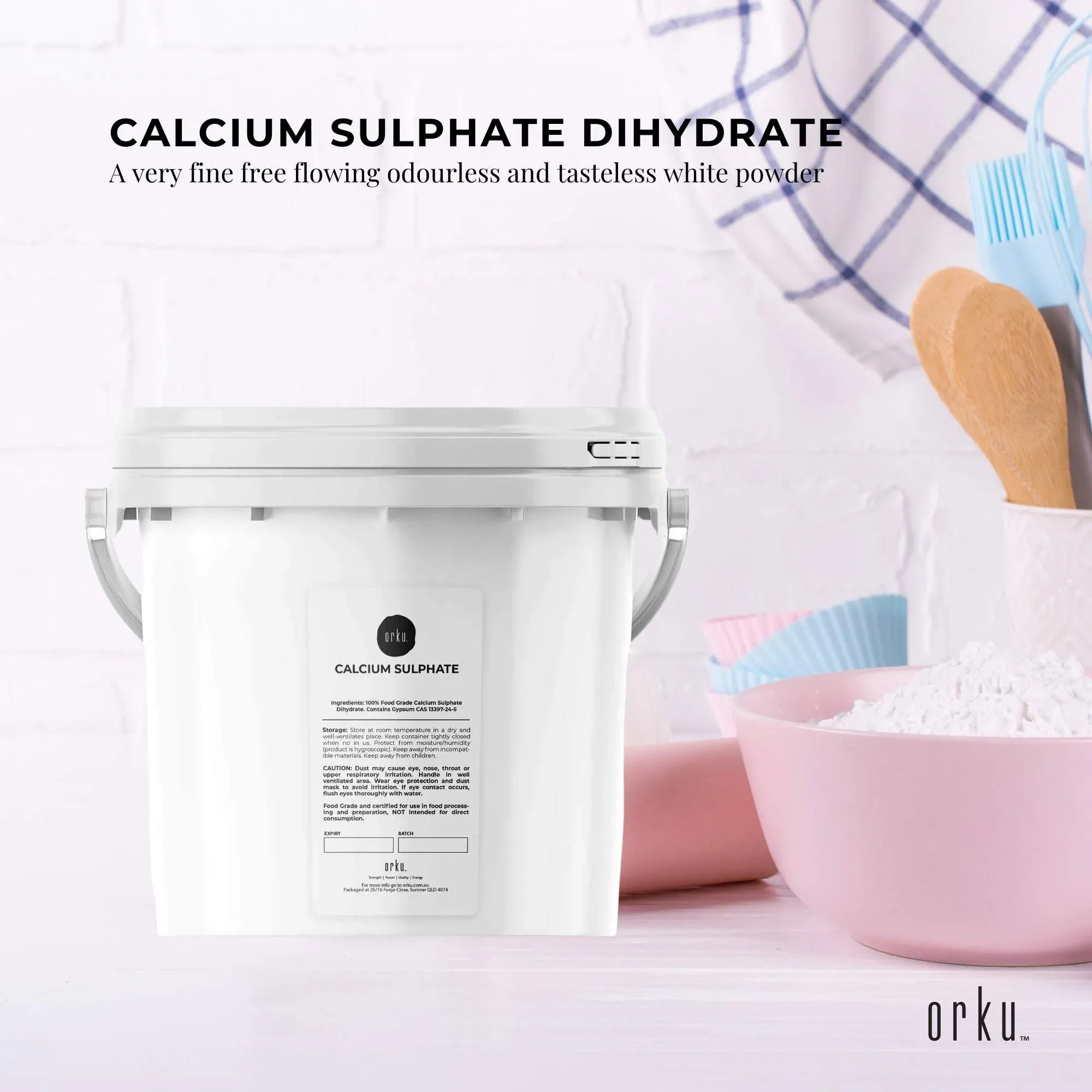 Orku 5Kg Fine Calcium Sulphate Gypsum Powder Tub - Dihydrate Food Grade FCC E516 V238-SUPDZ-40142244446288