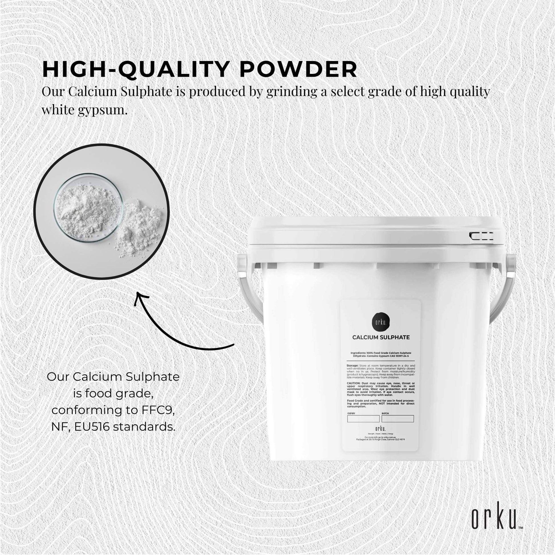 Orku 5Kg Fine Calcium Sulphate Gypsum Powder Tub - Dihydrate Food Grade FCC E516 V238-SUPDZ-40142244446288