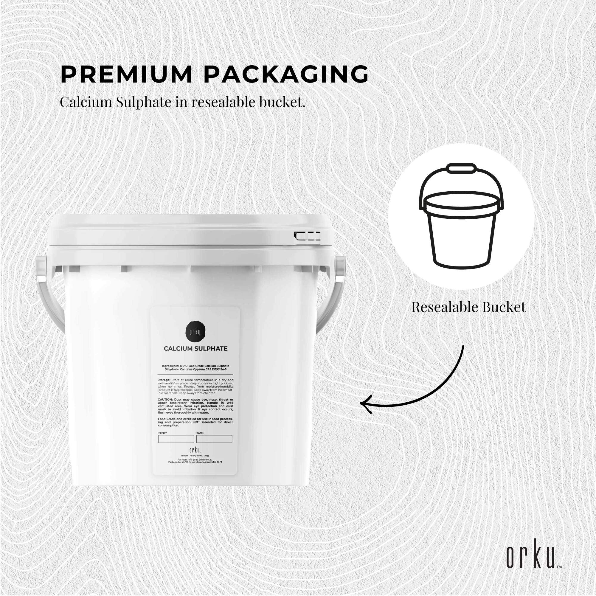 Orku 5Kg Fine Calcium Sulphate Gypsum Powder Tub - Dihydrate Food Grade FCC E516 V238-SUPDZ-40142244446288