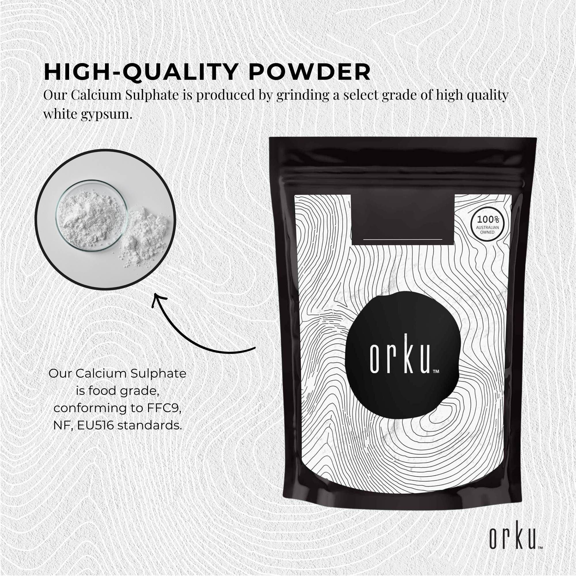 Orku 400g Fine Calcium Sulphate Gypsum Powder - Dihydrate Food Grade FCC E516 V238-SUPDZ-40142253490256