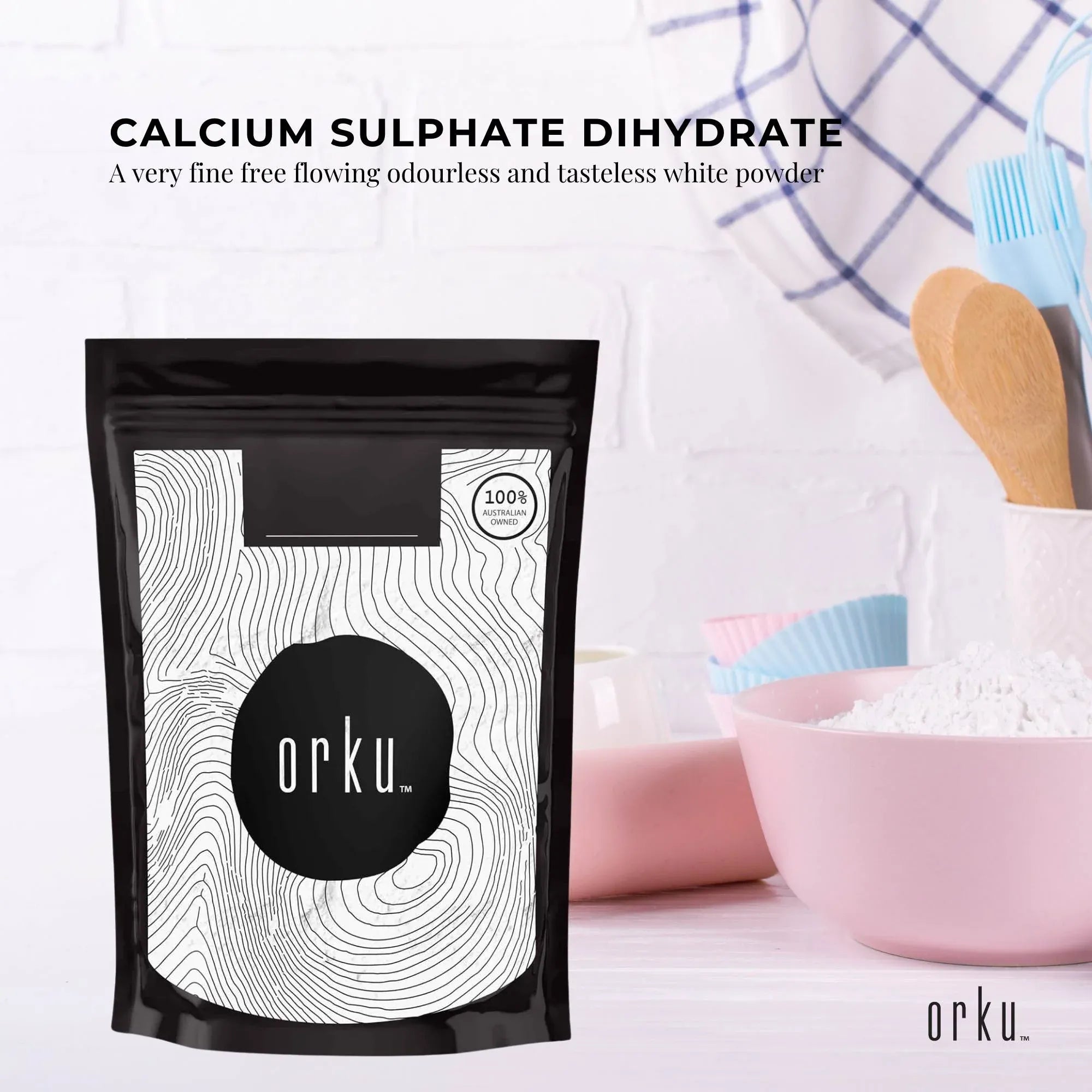 Orku 2Kg Fine Calcium Sulphate Gypsum Powder - Dihydrate Food Grade FCC E516 V238-SUPDZ-40142253785168