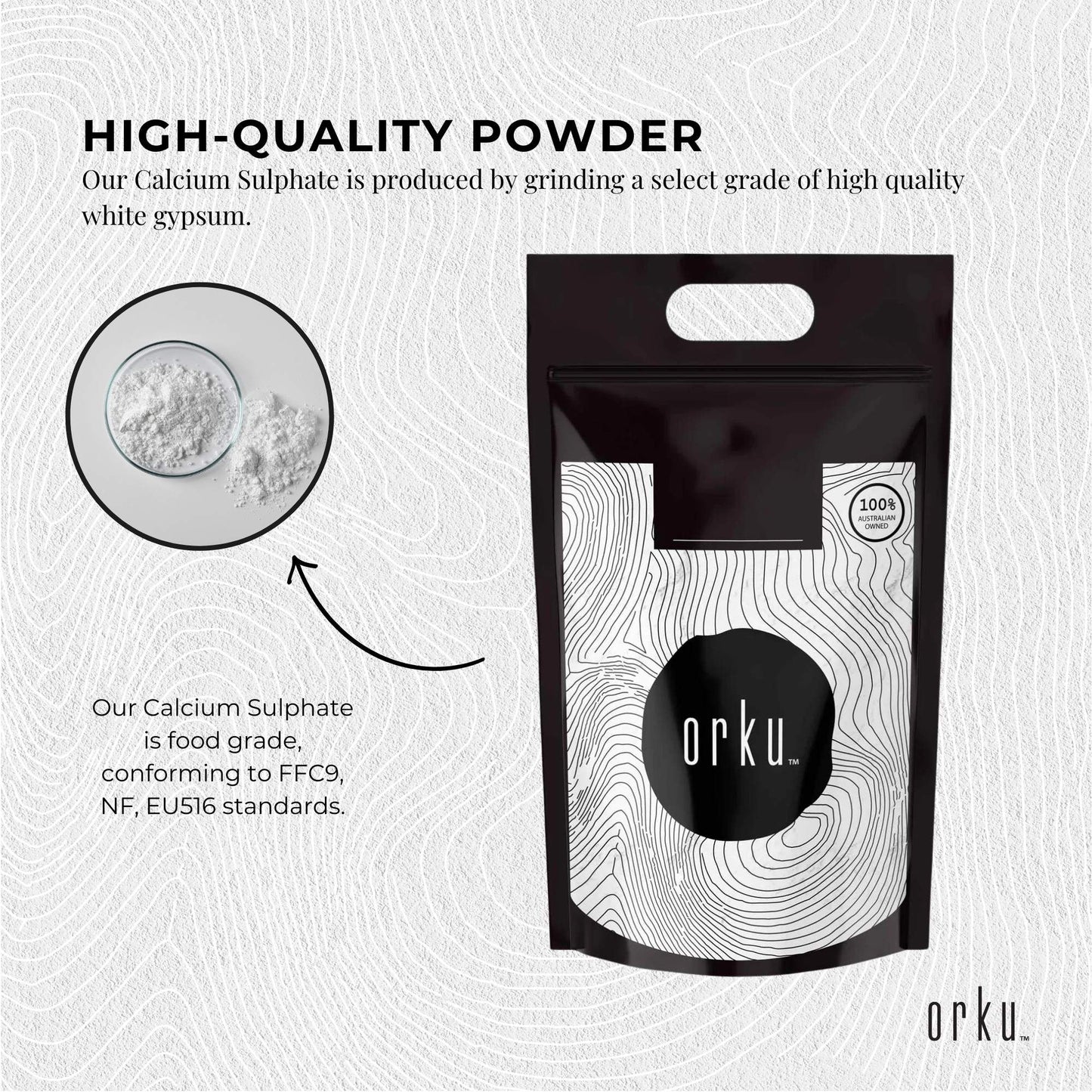 Orku 5Kg Fine Calcium Sulphate Gypsum Powder - Dihydrate Food Grade FCC E516 V238-SUPDZ-40142253883472