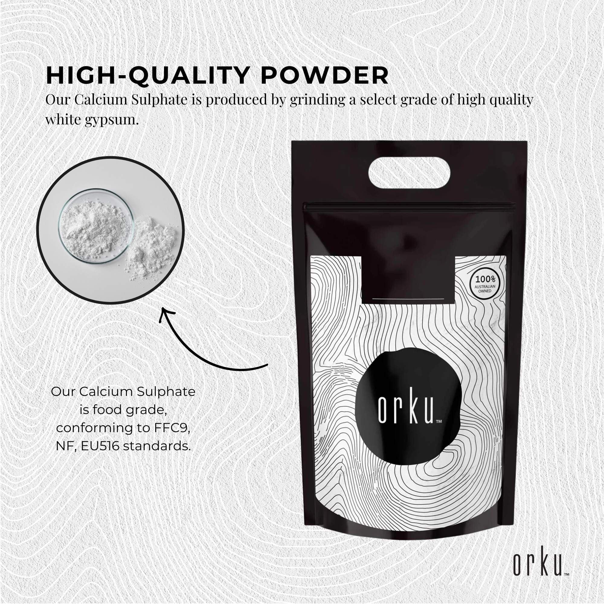 Orku 20Kg Fine Calcium Sulphate Gypsum Powder - Dihydrate Food Grade FCC E516 V238-SUPDZ-40142254342224