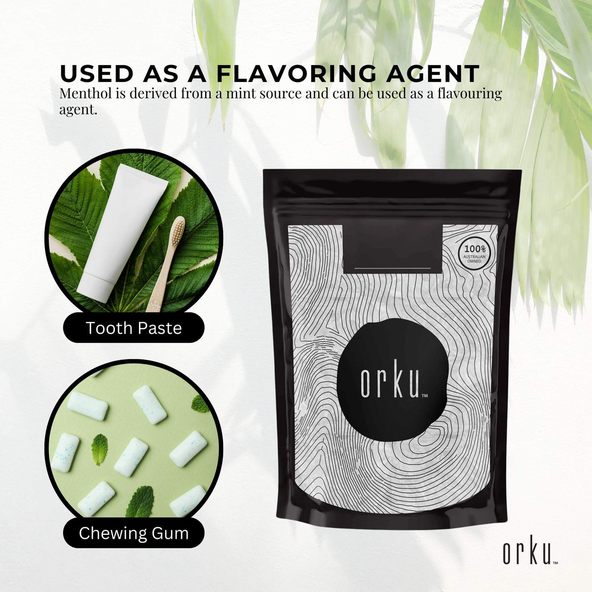 Orku 100g Menthol Crystals - USP Grade L-Menthol Mint Flakes C10H200 V238-SUPDZ-40144447045712