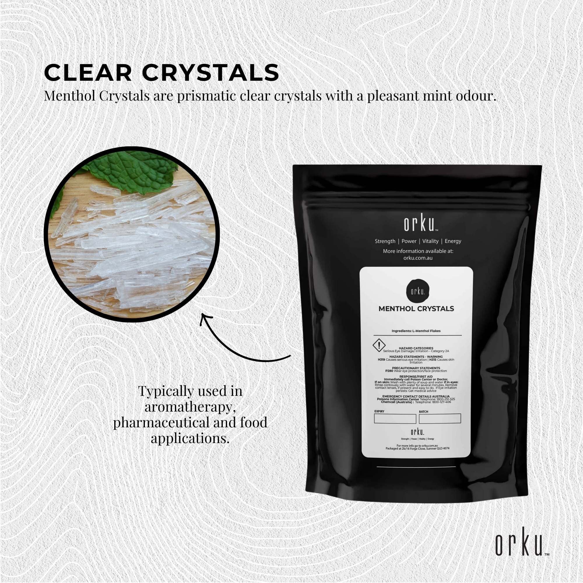 Orku 400g Menthol Crystals - USP Grade L-Menthol Mint Flakes C10H200 V238-SUPDZ-40144455172176