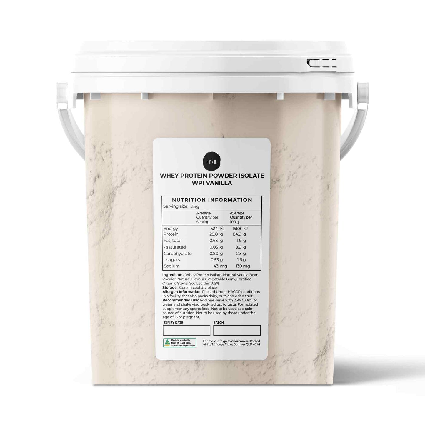 Orku 500g WPI Whey Protein Isolate Powder - Vanilla Tub | Sports Food V238-SUPDZ-40157633380432