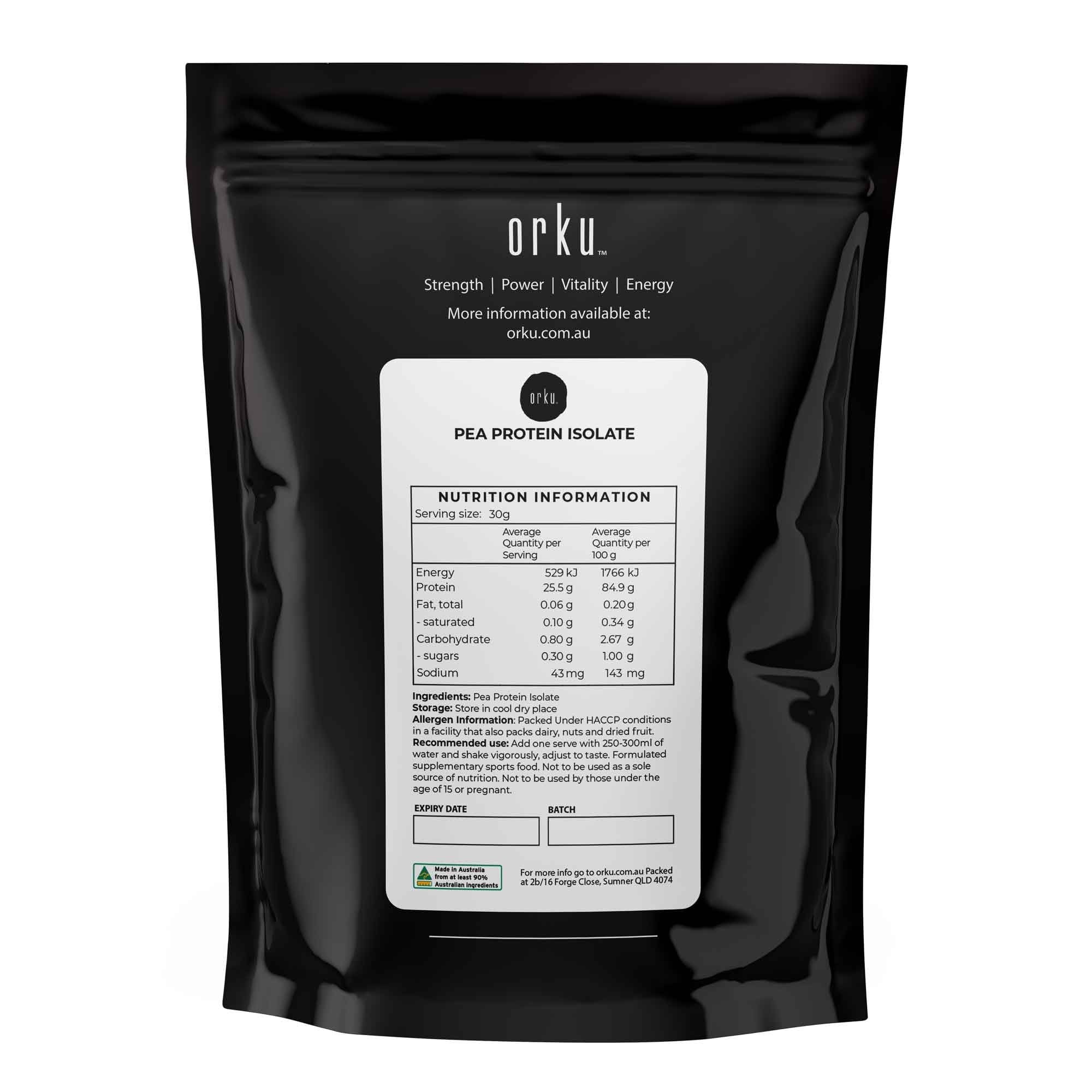 Orku 400g Pea Protein Isolate Powder - High Protein Plant Based Unsweetened V238-SUPDZ-40160882557008