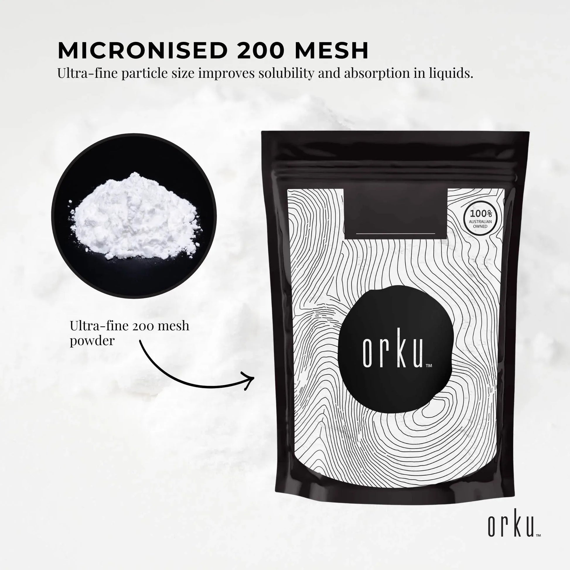 Orku 400g Creatine Monohydrate Powder 200 Mesh Micronised 99.9% Pure Unflavoured V238-SUPDZ-40174622179408
