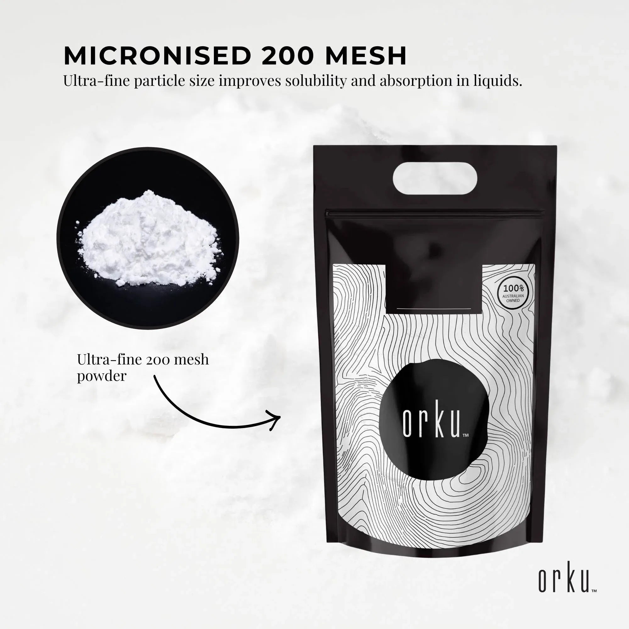 Orku 10Kg Creatine Monohydrate Powder 200 Mesh Micronised 99.9% Pure Unflavoured V238-SUPDZ-40174654783568
