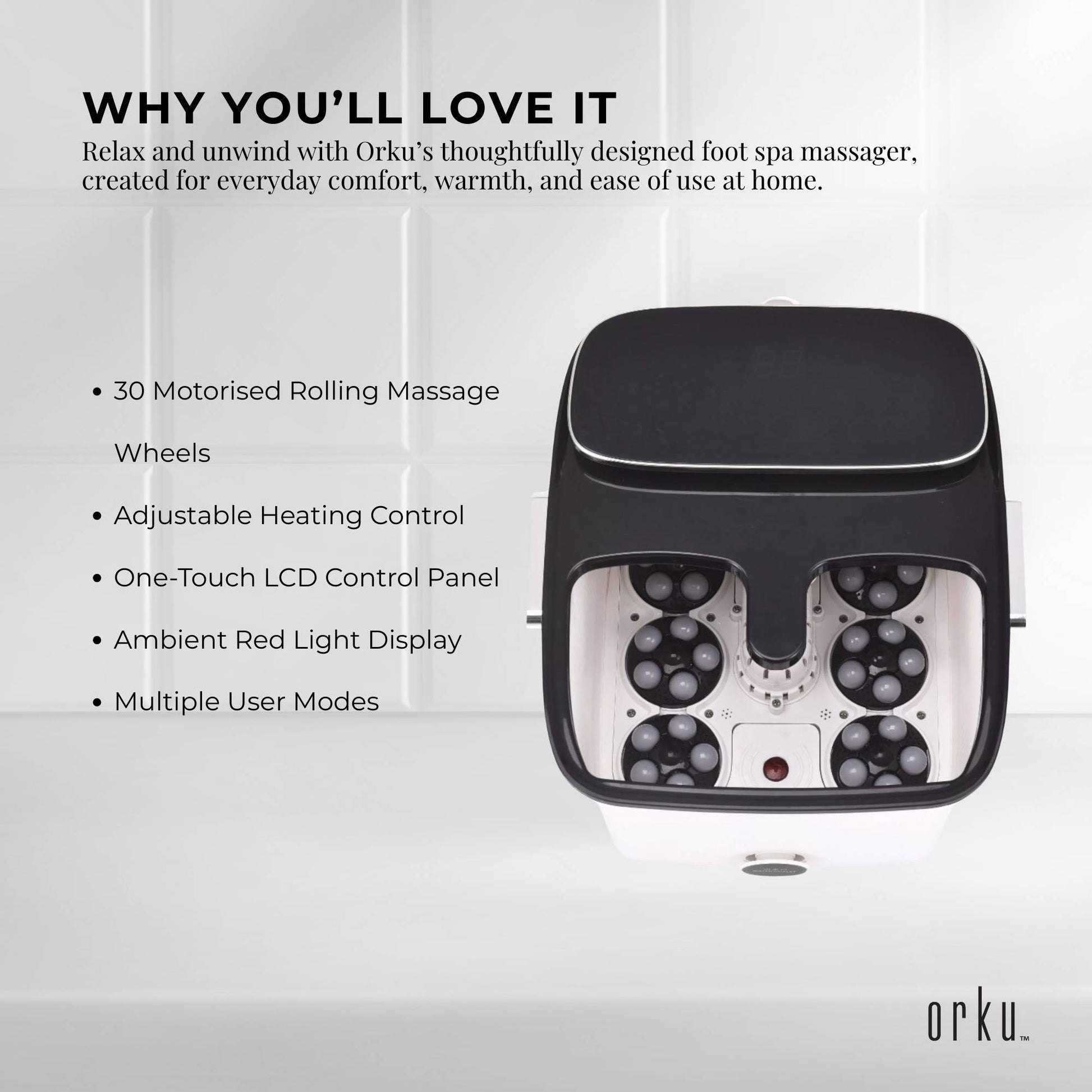 Orku Foot Spa Automatic Water Heating Massager - Electric Pedicure Bath V238-SUPDZ-40175839739984