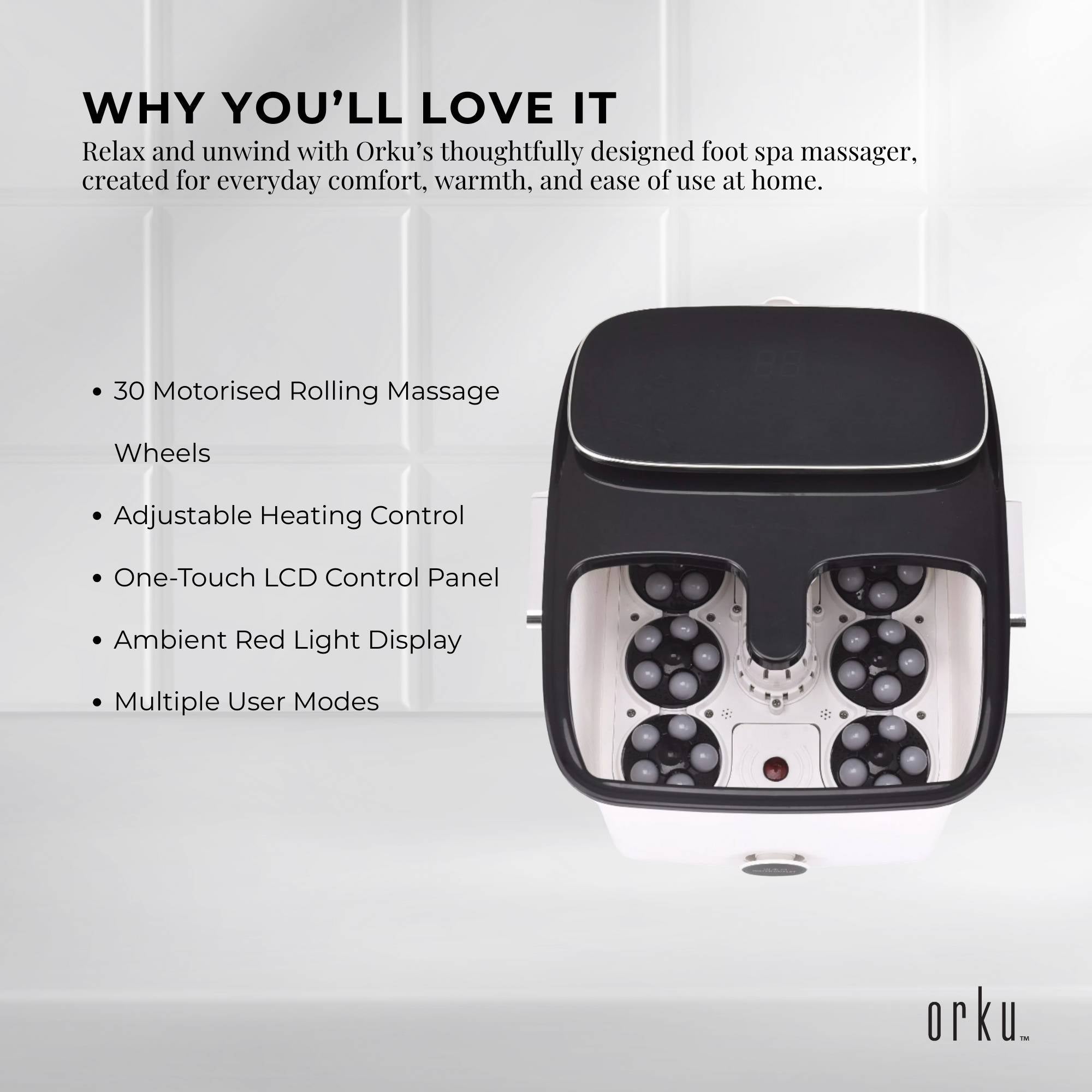 Orku Foot Spa Automatic Water Heating Massager - Electric Pedicure Bath V238-SUPDZ-40175839739984