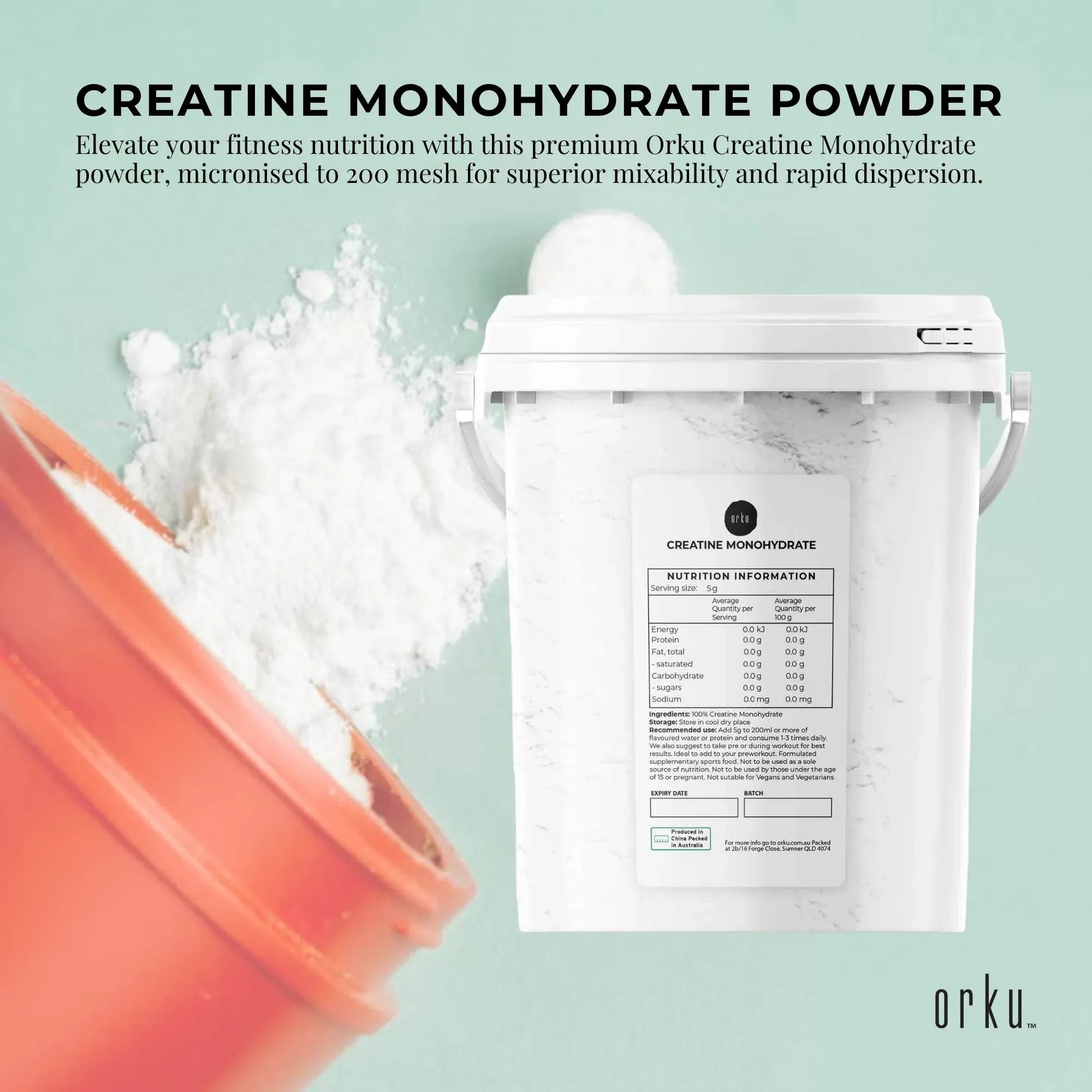 Orku 800g Creatine Monohydrate Powder Tub - 200 Mesh Micronised | 99.9% Purity V238-SUPDZ-40175863857232