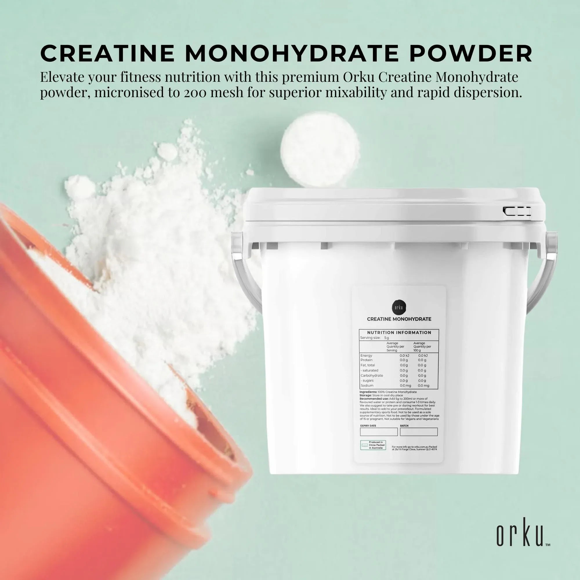 Orku 3Kg Creatine Monohydrate Powder Tub - 200 Mesh Micronised | 99.9% Purity V238-SUPDZ-40175877357648