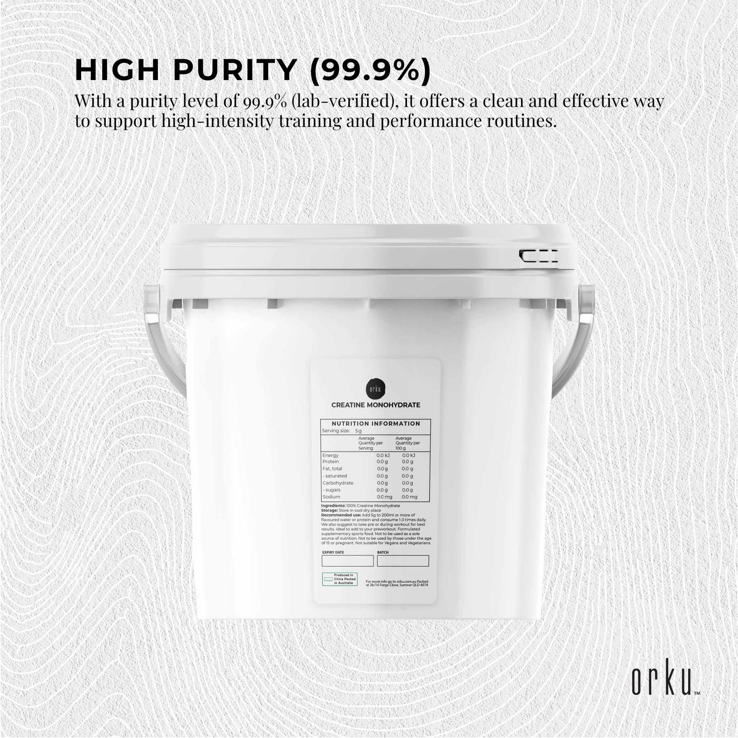 Orku 3Kg Creatine Monohydrate Powder Tub - 200 Mesh Micronised | 99.9% Purity V238-SUPDZ-40175877357648