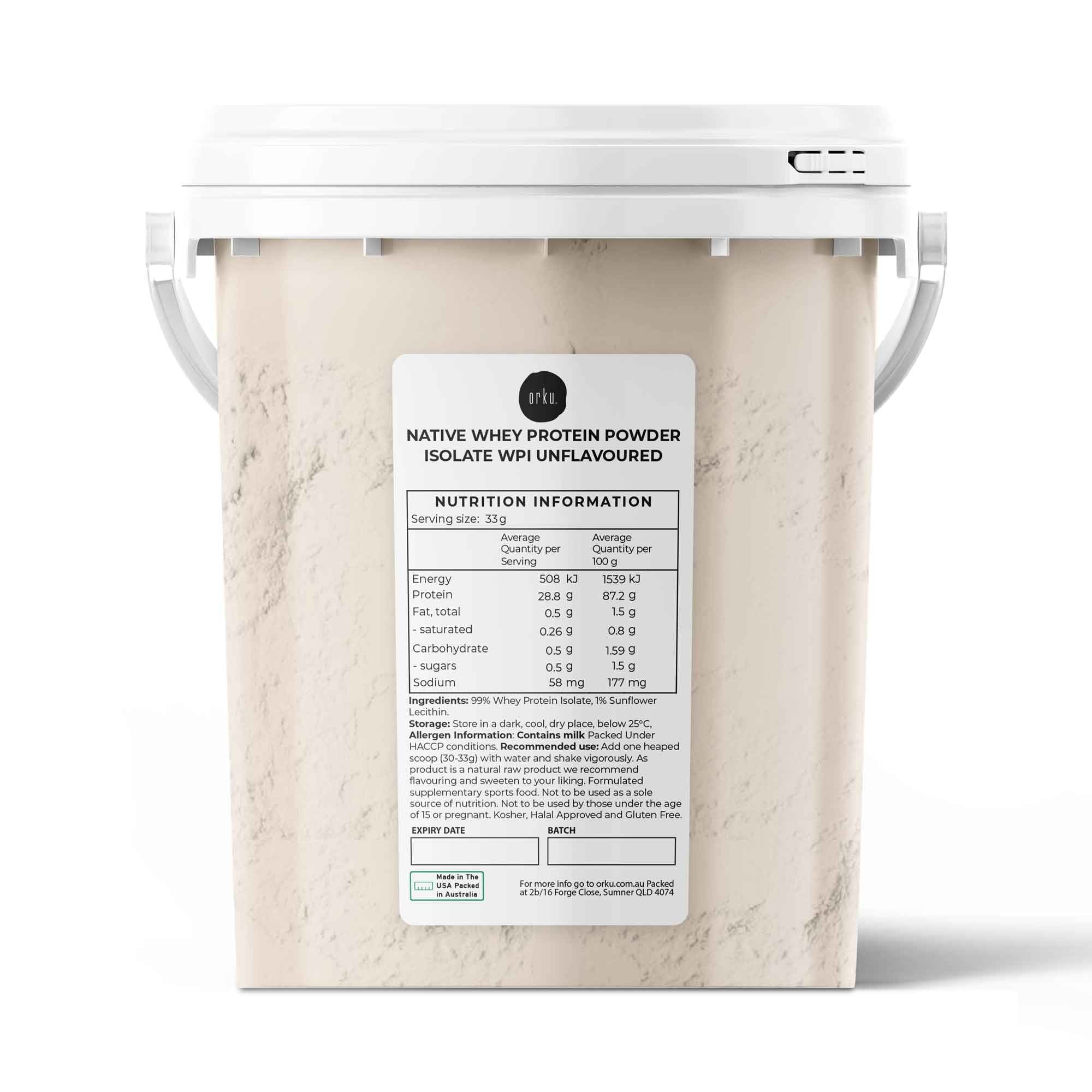 Orku 500g WPI Whey Protein Isolate Powder - Unflavoured Native Tub V238-SUPDZ-40180594245712