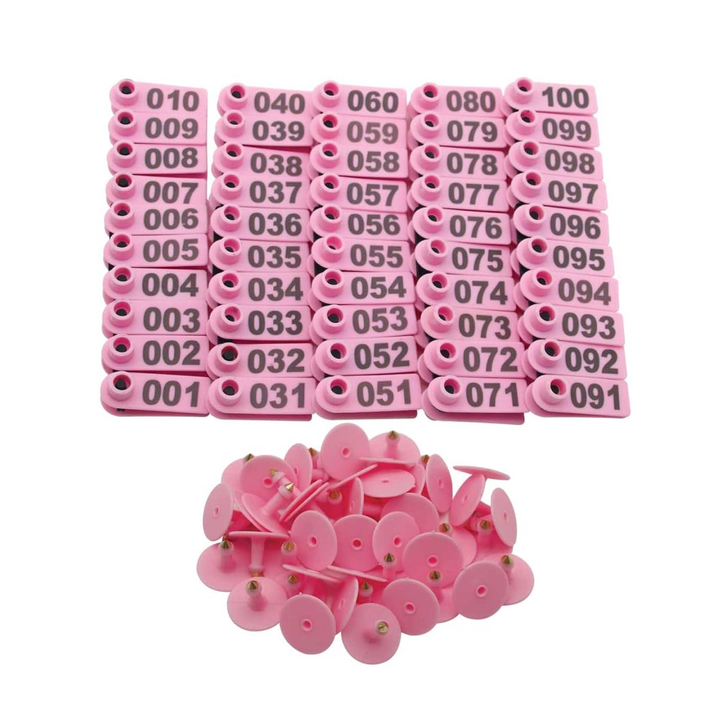 1-100 Cattle Number Ear Tag 5x2cm Set - Mini Pink Cow Sheep Pig Livestock Label V238-SUPDZ-40192184057936