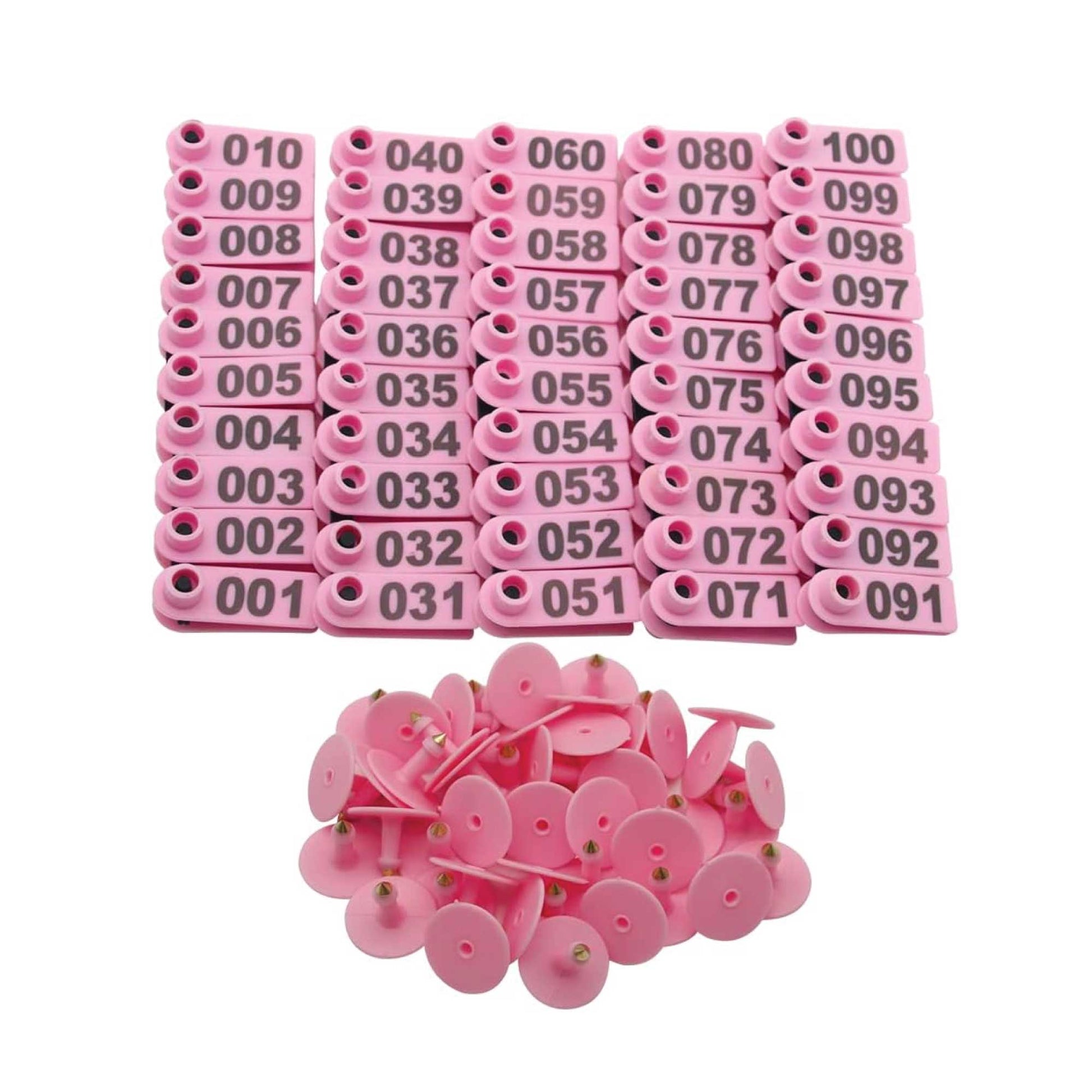 1-100 Cattle Number Ear Tag 5x2cm Set - Mini Pink Cow Sheep Pig Livestock Label V238-SUPDZ-40192184057936