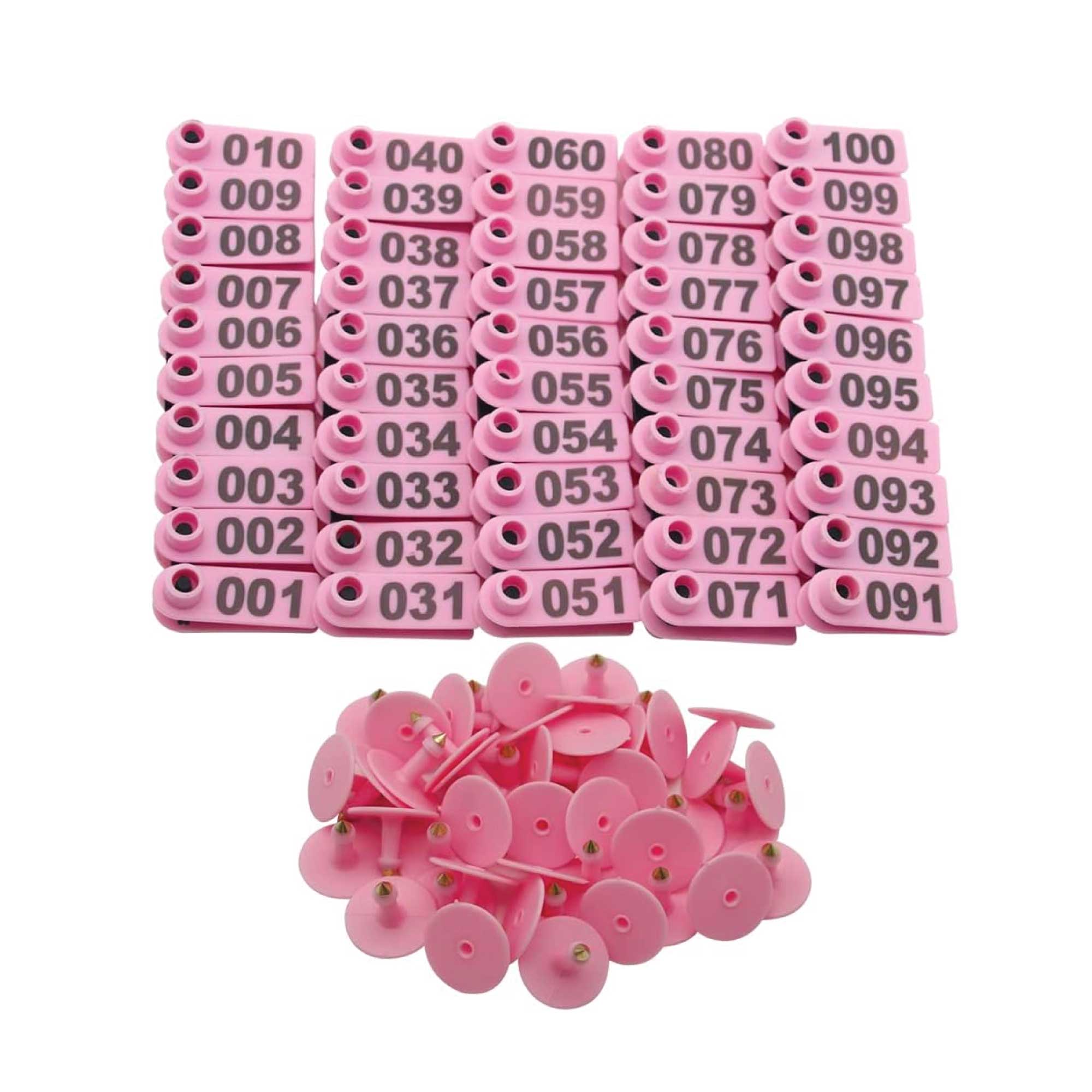 1-100 Cattle Number Ear Tag 5x2cm Set - Mini Pink Cow Sheep Pig Livestock Label V238-SUPDZ-40192184057936