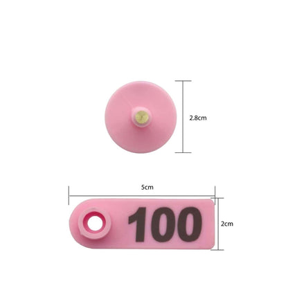 1-100 Cattle Number Ear Tag 5x2cm Set - Mini Pink Cow Sheep Pig Livestock Label V238-SUPDZ-40192184057936