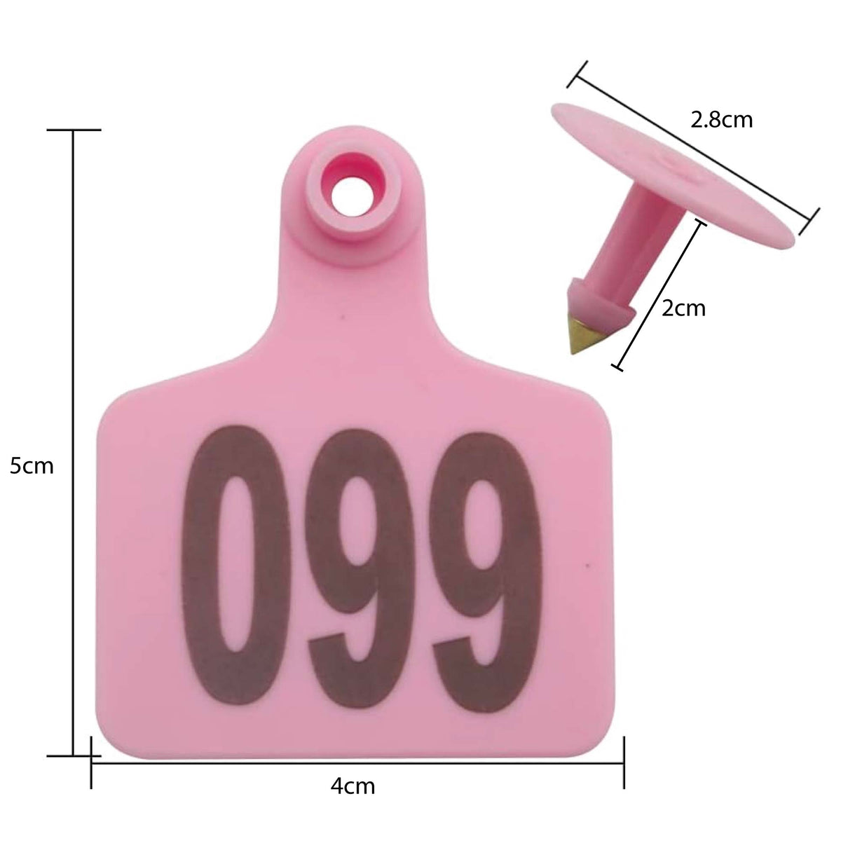 1-100 Cattle Number Ear Tags 5x4cm Set - Small Pink Pig Goat Livestock Label V238-SUPDZ-40192186482768