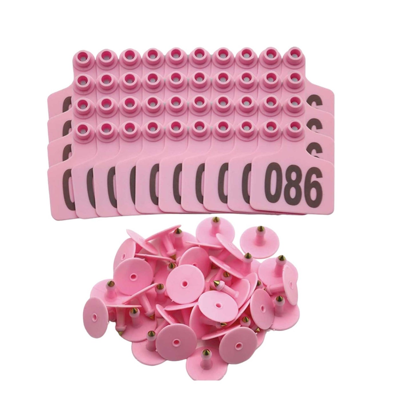 1-100 Cattle Number Ear Tag 6x7cm Set - Medium Pink Cow Sheep Livestock Label V238-SUPDZ-40192190939216