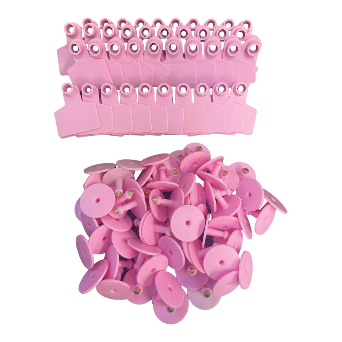100x Cattle Ear Tags 6x7cm Set - Medium Pink Blank Cow Sheep Livestock Label V238-SUPDZ-40207904407632