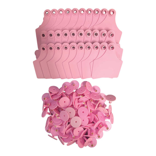 100x Cattle Ear Tags 7x10cm Set - Large Pink Blank Cow Sheep Livestock Label V238-SUPDZ-40208874274896