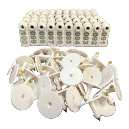 1-100 Cattle Number Ear Tag 5x2cm Set - Mini White Cow Sheep Pig Livestock Label V238-SUPDZ-40208915726416
