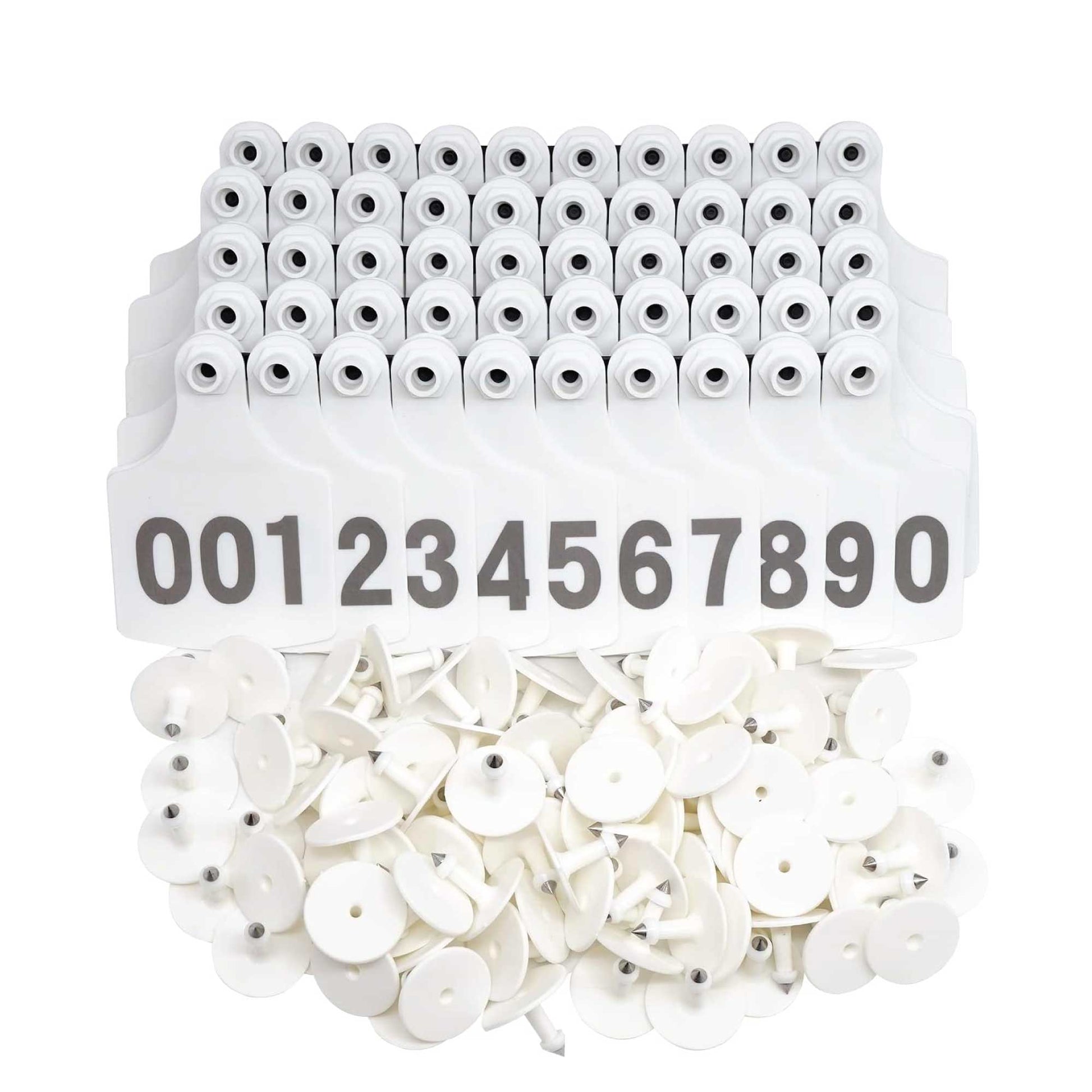 1-100 Cattle Number Ear Tag 6x7cm Set - Medium White Cow Sheep Livestock Label V238-SUPDZ-40208916742224