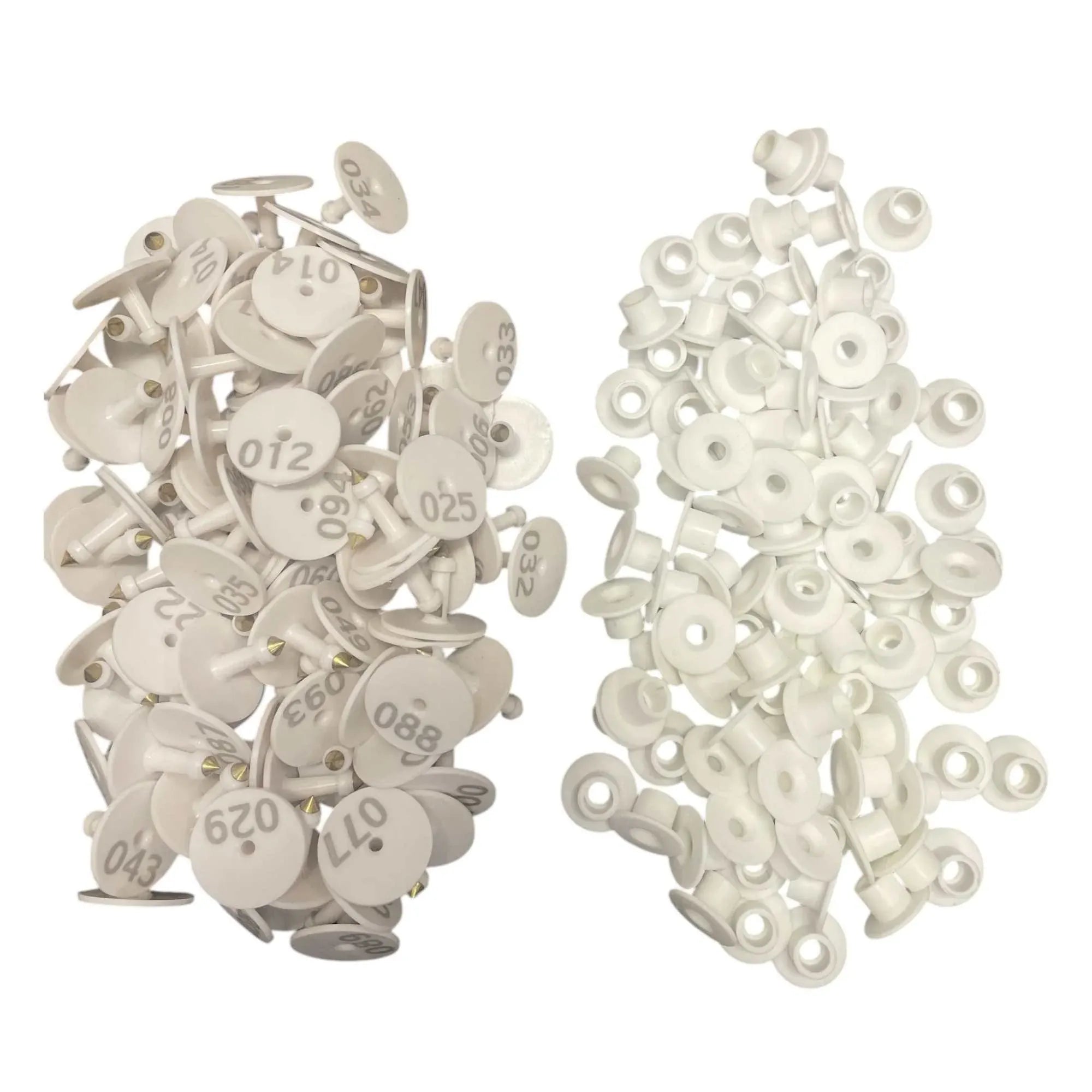 1-100 Cattle Number Ear Tag Set - Round White Pig Sheep Goat Livestock Label V238-SUPDZ-40208927621200